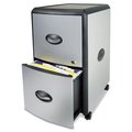 Storex Industries Storex Industries Corporation 61351U01C Two-Drawer Mobile Filing Cabinet; Metal Siding; 19w x 15d x 23h; Silver/Black 61351U01C